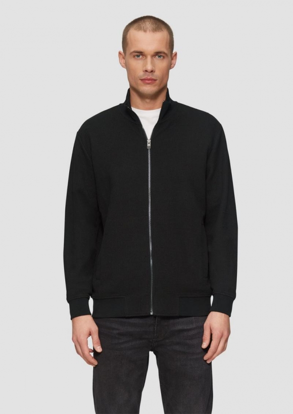 s.Oliver Sweatjacke aus Jacquard in Strick-Optik - schwarz