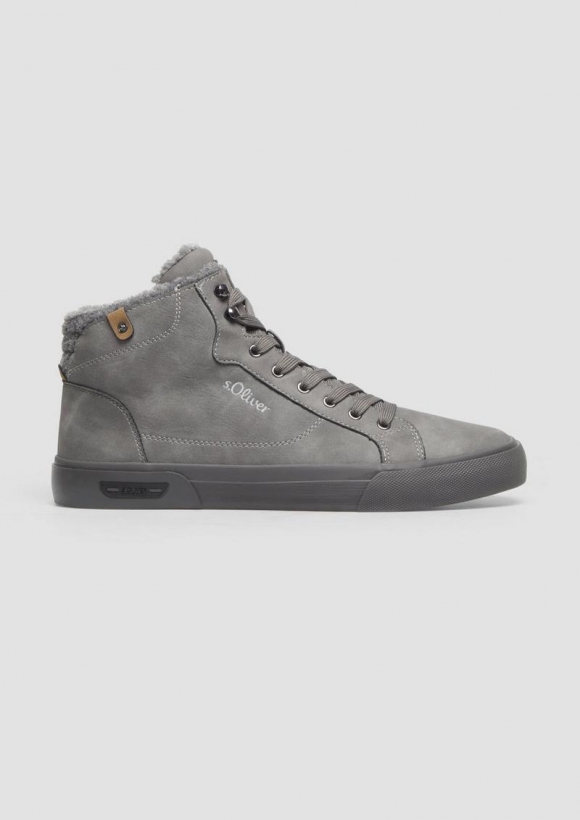s.Oliver Gefütterte Stiefel mit Logo-Detail - grau
