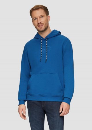 s.Oliver Hoodie mit Kängurutasche und Stickerei - royalblau