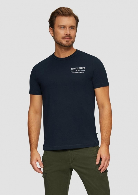 s.Oliver Baumwollshirt mit Frontprint - navy