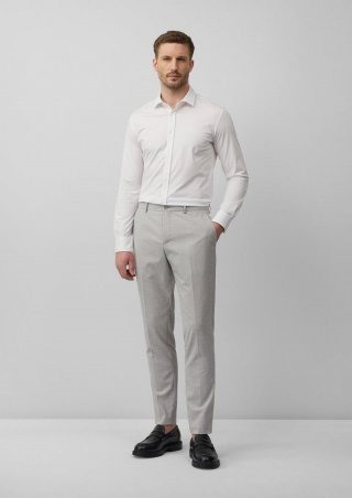 s.Oliver s.O PURE: Anzughose aus kariertem Stretch-Gewebe - hellgrau