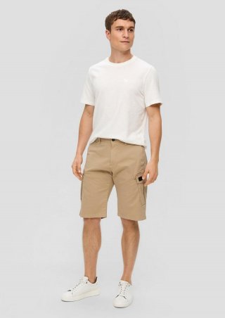 s.Oliver Relaxed: Cargo-Bermuda mit Garment Dye - sandstein