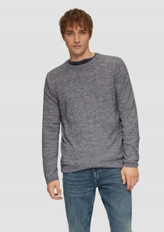 s.Oliver Strickpullover in melierter Optik - tiefblau