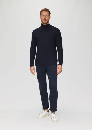 s.Oliver Strukturierter Rollkragenpullover mit Naht-Details - navy