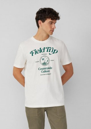 s.Oliver Baumwoll-T-Shirt mit Frontprint - weiß