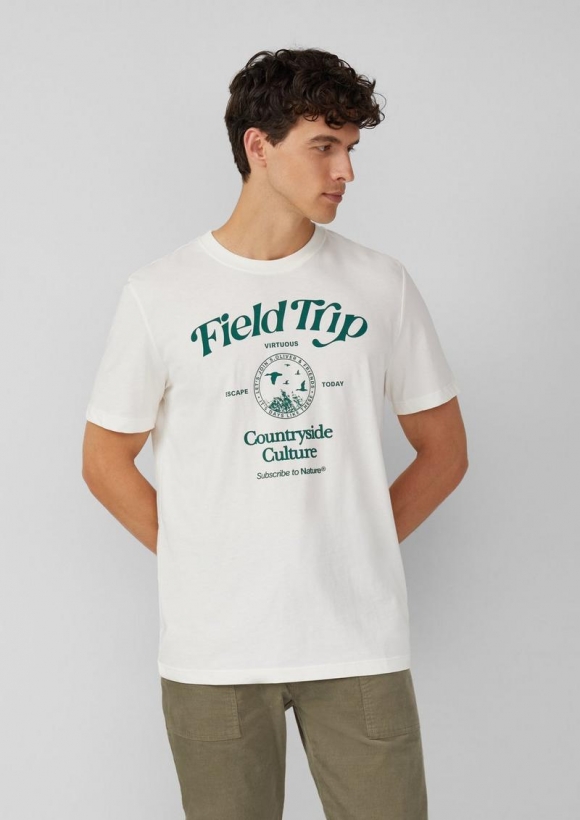 s.Oliver Baumwoll-T-Shirt mit Frontprint - weiß