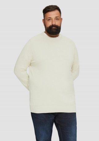s.Oliver Strickpullover mit Rippbündchen - helles beige