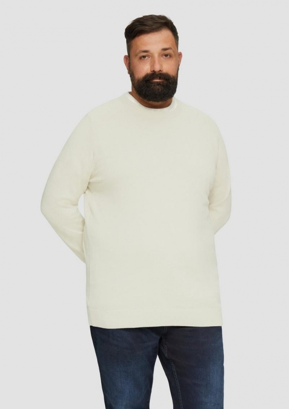s.Oliver Strickpullover mit Rippbündchen - helles beige