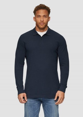 s.Oliver Poloshirt aus Piqué mit Logo-Stickerei - navy