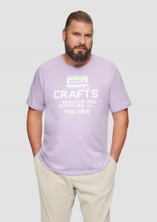 s.Oliver Baumwoll-T-Shirt mit Frontprint und Flammgarnstruktur - lavendel