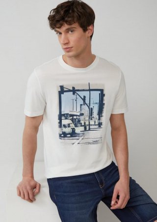 s.Oliver T-Shirt aus Baumwolle mit Fotoprint - weiß