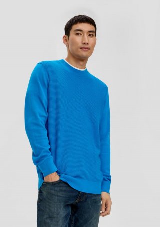 s.Oliver Strickpullover mit Waffelpiqué-Muster - royalblau