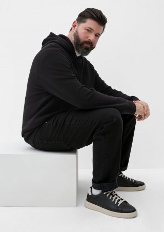s.Oliver Strick-Hoodie mit Struktur - schwarz