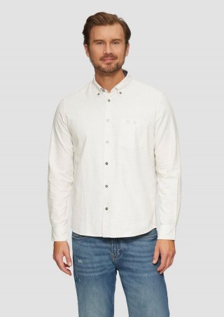 s.Oliver Regular Fit: Kariertes Hemd mit Button-Down-Kragen - weiß
