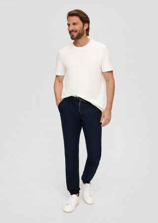 s.Oliver Jogpants mit elastischem Saum und Bündchen - navy