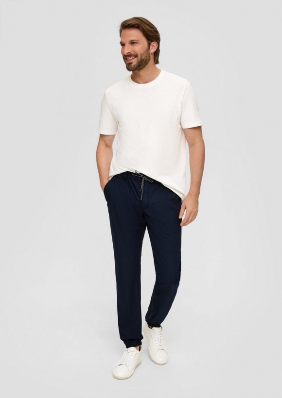 s.Oliver Jogpants mit elastischem Saum und Bündchen - navy