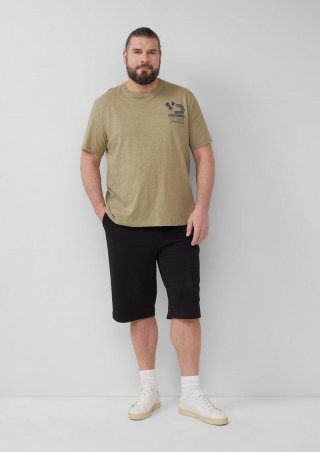 s.Oliver Detroit: Sweat-Bermuda mit Flammgarnstruktur im Relaxed Fit - schwarz