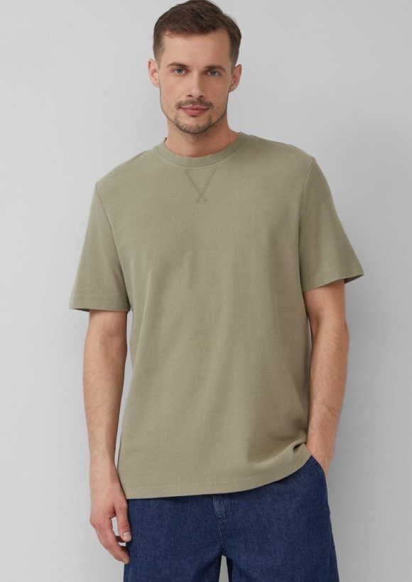 s.Oliver Strukturiertes T-Shirt mit Crew Neck - olivgrün