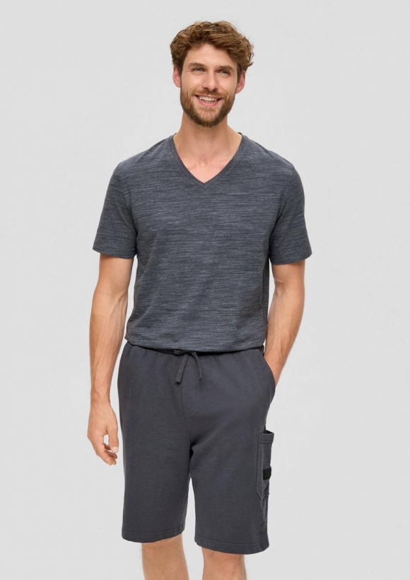 s.Oliver Lässige Sweatshorts aus Flammgarn mit Cargotasche - schiefergrau