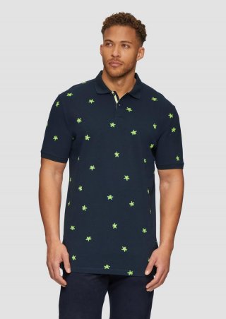 s.Oliver Poloshirt mit All-over-Print - navy