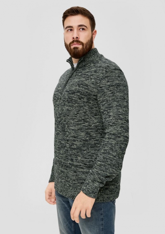 s.Oliver Troyer-Pullover aus Moulinegarn - dunkles salbeigrün