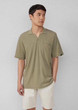 s.Oliver Poloshirt aus Leinenmix mit Brusttasche - tannengrün