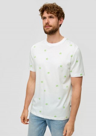 s.Oliver T-Shirt mit Crew Neck und All-over-Print - weiß