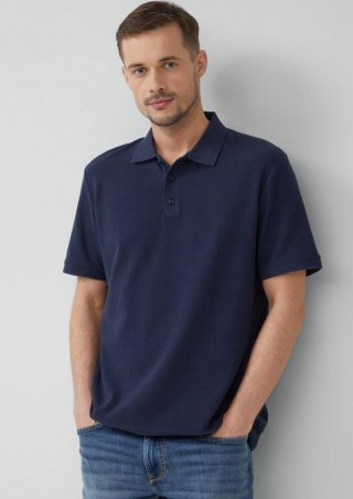 s.Oliver Poloshirt aus Waffelpiqué - tiefblau