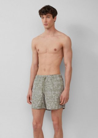 s.Oliver Badeshorts mit All-over-Print und Eingrifftaschen - olivgrün