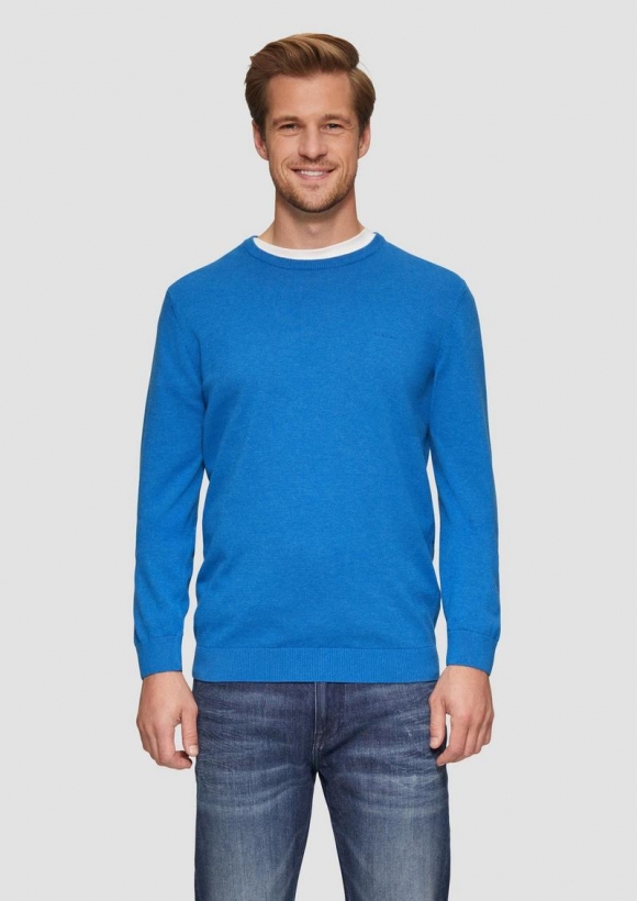 s.Oliver Strickpullover mit Logo-Stickerei - royalblau