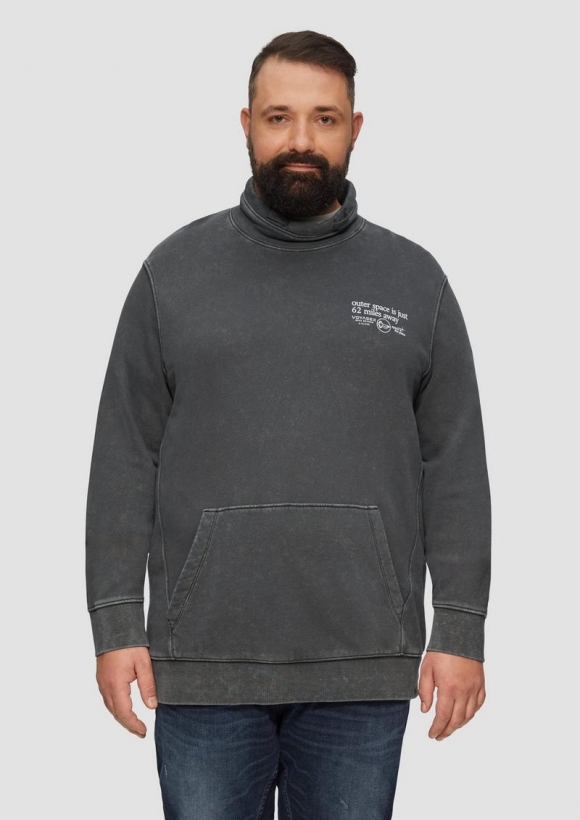 s.Oliver Strukturiertes Sweatshirt mit Stehkragen - schwarz