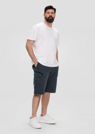s.Oliver Relaxed: Cargo-Bermuda mit Garment Dye - schiefergrau