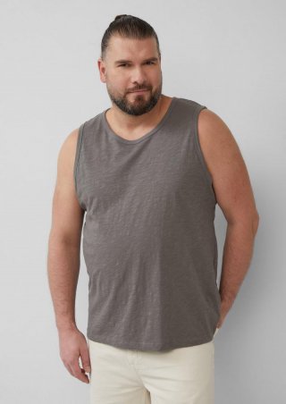 s.Oliver Tanktop mit Flammgarnstruktur und Logo - grau meliert