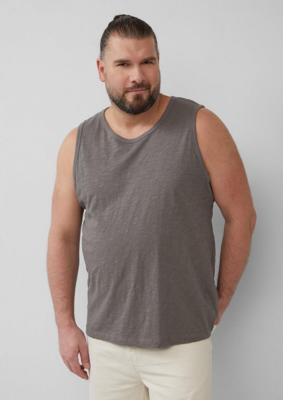 s.Oliver Tanktop mit Flammgarnstruktur und Logo - grau meliert