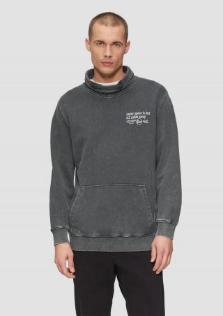s.Oliver Strukturiertes Sweatshirt mit Stehkragen - schwarz