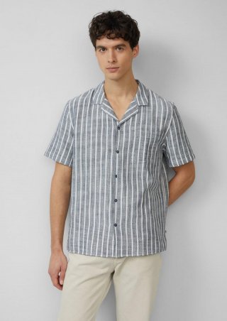 s.Oliver Resort Fit: Baumwollshirt mit Strukturstreifen - tiefblau