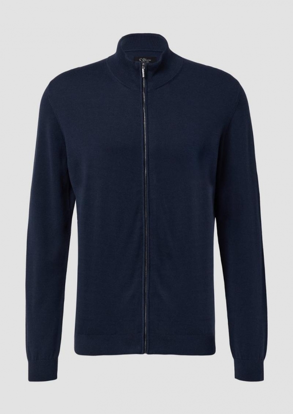 s.Oliver Feine Strickjacke aus Baumwoll-Modal-Mix - navy
