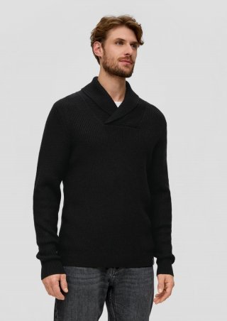 s.Oliver Strickpullover mit Schalkragen - schwarz