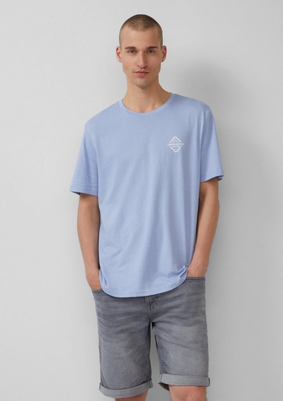s.Oliver T-Shirt mit kleinem Print - himmelblau