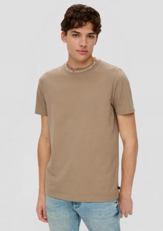 s.Oliver Baumwollshirt mit Rippblende - sandfarben