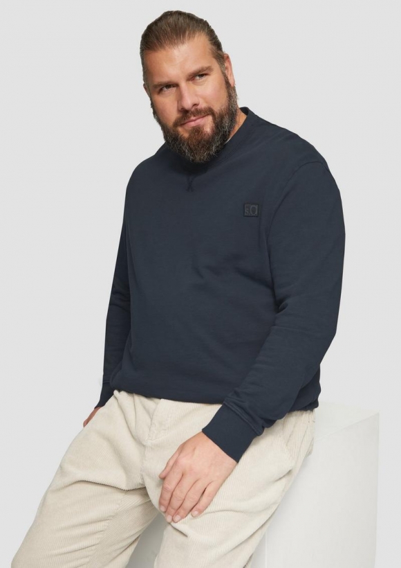 s.Oliver Sweatshirt mit Garment Dye und Logo-Detail - navy