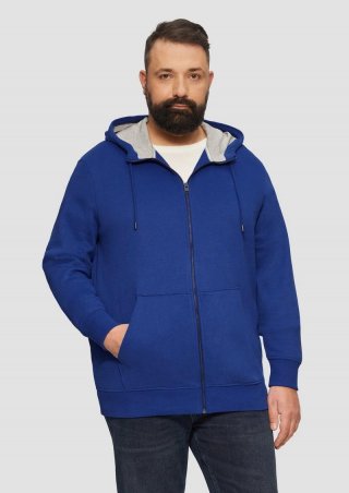 s.Oliver Sweatshirt-Jacke mit Kapuze und Logo - ozeanblau