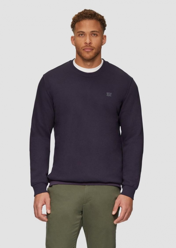 s.Oliver Sweatshirt aus Baumwollmix mit Logo-Detail - aubergine