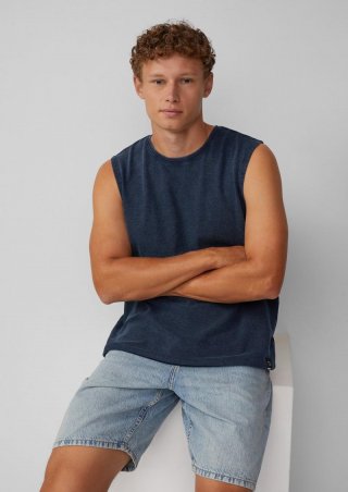s.Oliver Gewaschenes Tanktop aus Strukturjersey - tiefblau