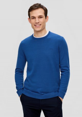 s.Oliver Strickpullover mit Logo-Stickerei - royalblau