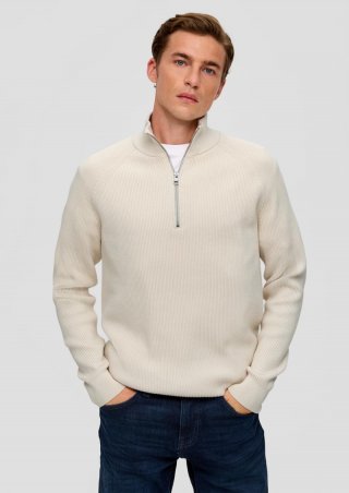 s.Oliver Strickpullover mit Stehkragen - wollweiß