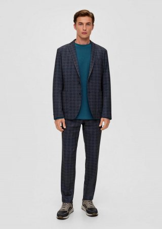 s.Oliver Slim: Hose mit Alloverprint - navy