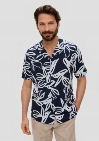 s.Oliver Kurzarmhemd mit All-over-Print - navy