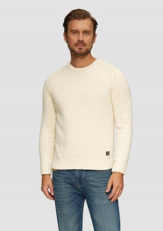 s.Oliver Crew-Neck-Pullover mit Farbeffekt - helles beige