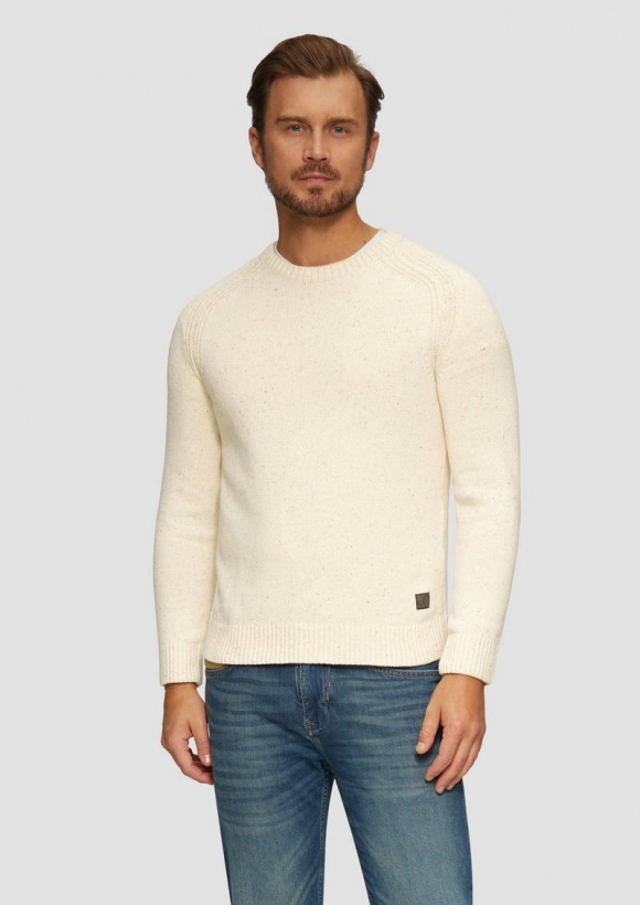 s.Oliver Crew-Neck-Pullover mit Farbeffekt - helles beige